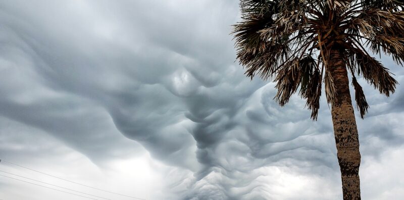 Abstract shapes and patterns in beautiful sky with inclement weather with tropical vibes in Florida.