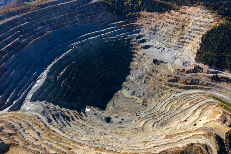 Aerial Drone View of Europe Second Largest Open Pit Copper and Gold Mine, Rosia Poieni, Romania