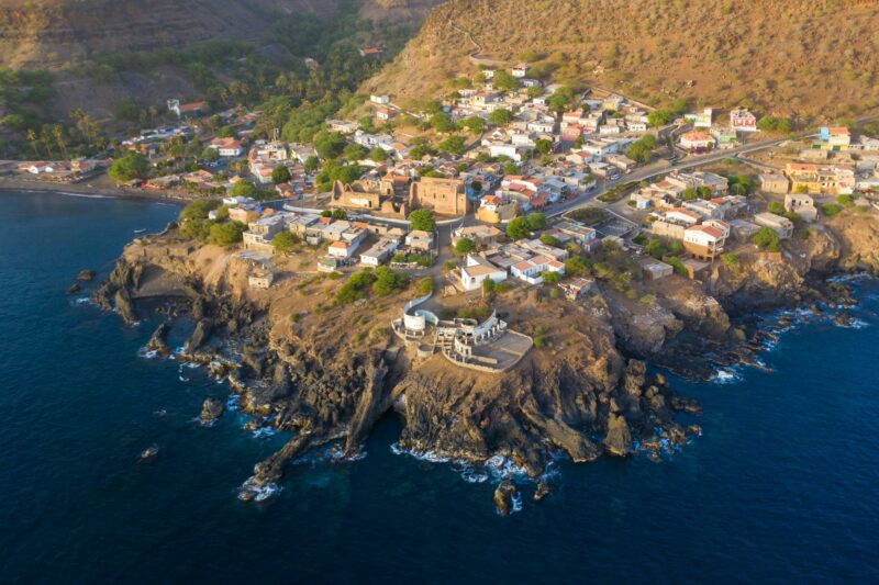 Aerial view Cidade Velha city in Santiago - Cape Verde - Cabo V