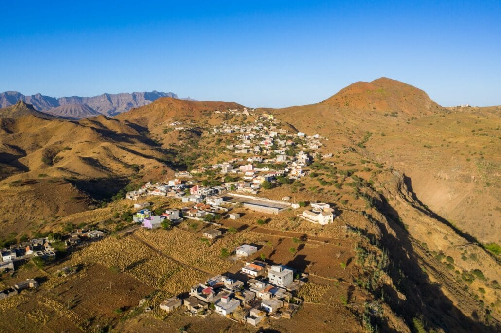Aerial view of Rebeirao Manuel in Santiago island in Cape Verde - Cabo Verde
