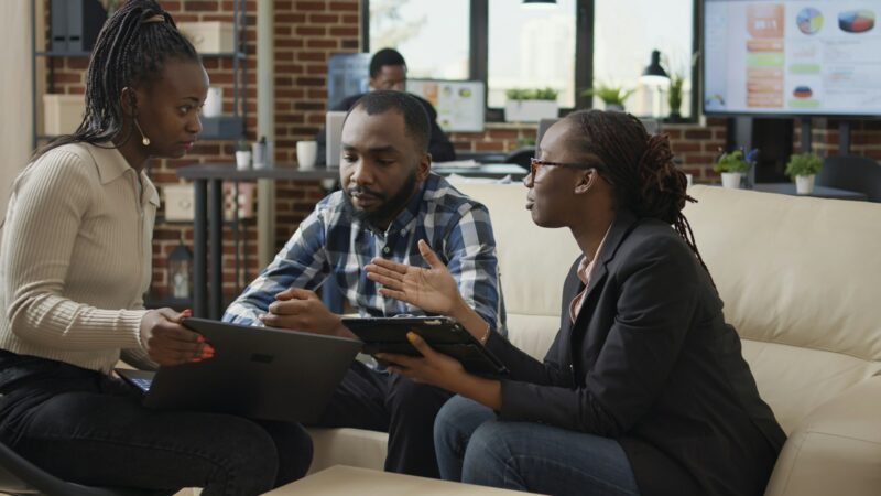 African american people meeting to plan research project