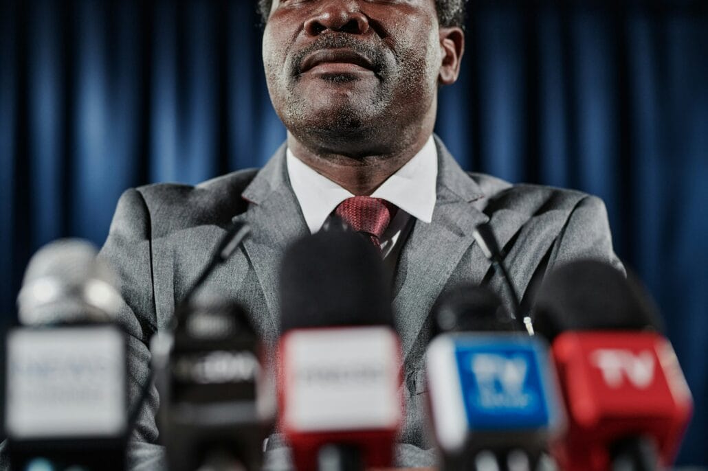 African speaker at press conference