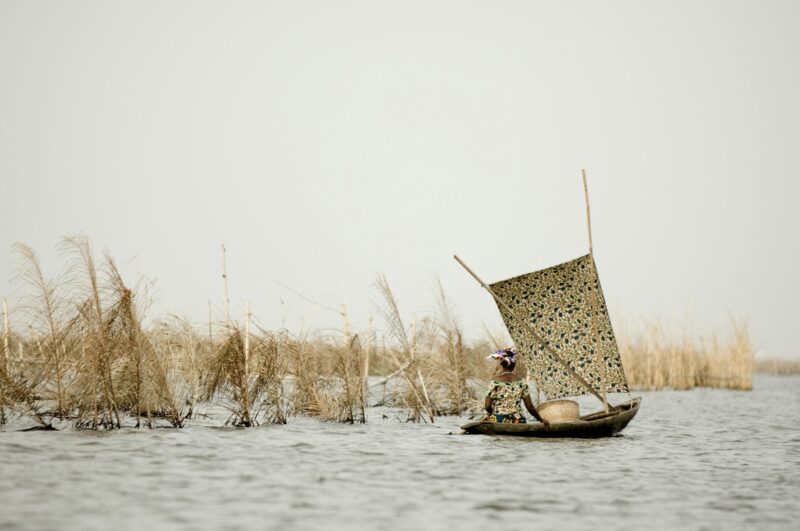 African women on a boat