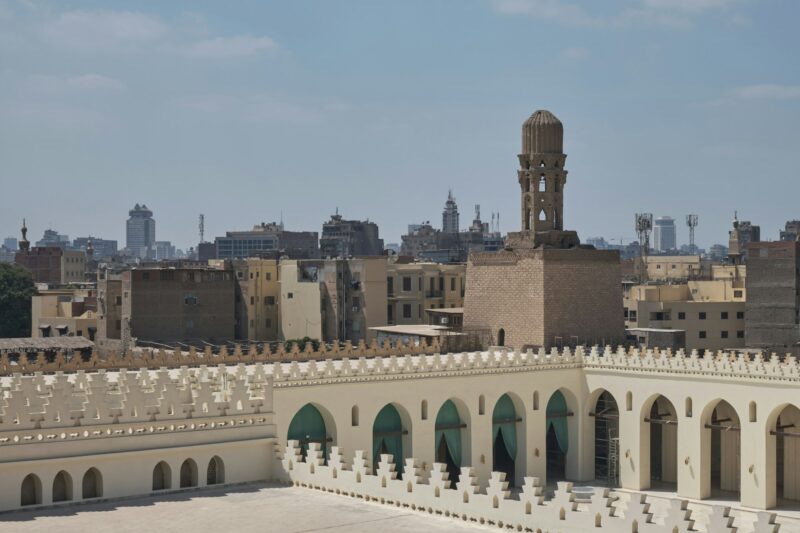 Al-Hakim Mosque in Cairo, Egypt on a sunny day