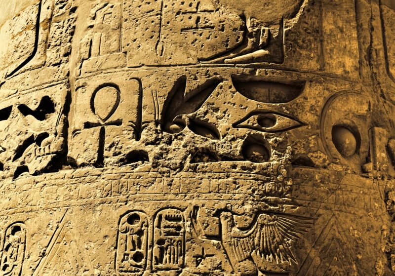 Ancient egyptian hieroglyphs in the Karnak Temple in Luxor