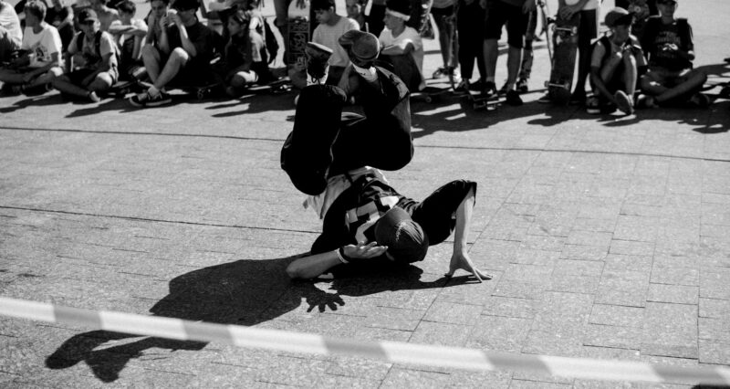 Break dancer hip-hop culture black&white