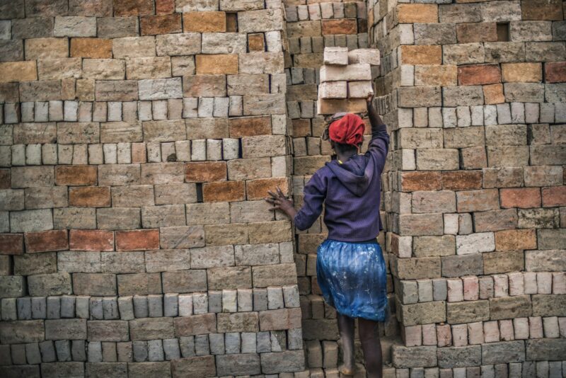 Brick workers near Ranomafana, Haute Matsiatra Region, Madagascar