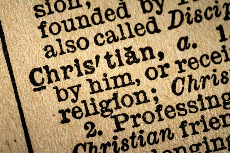 Close-up of the word CHRISTIAN and its definition