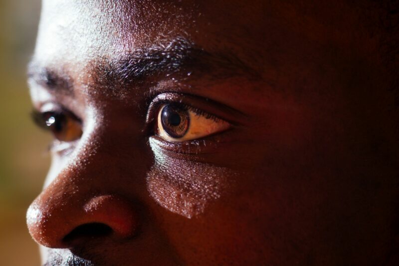 closeup portrait of male eye,face id concept