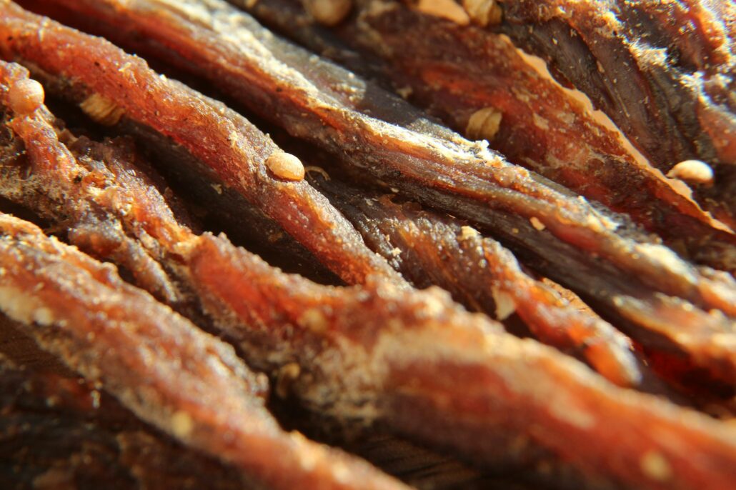 Closeup shot of delicious jerked meat - typical South African food