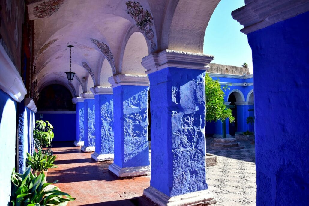 Colorful colonial arch and colonial architecture