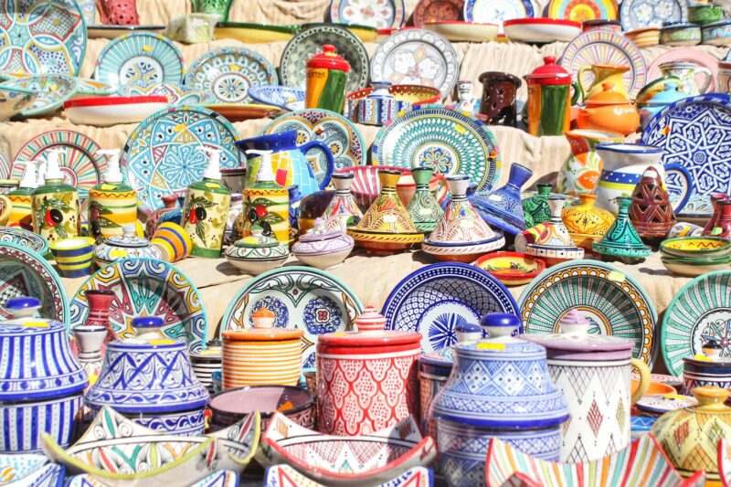 Colourful Moroccan crockery
