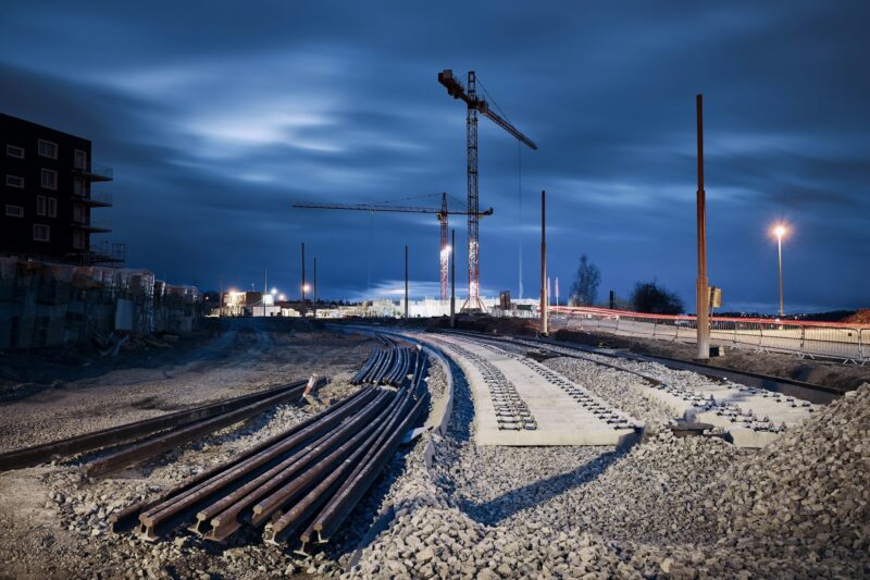 Construction site of railroad track