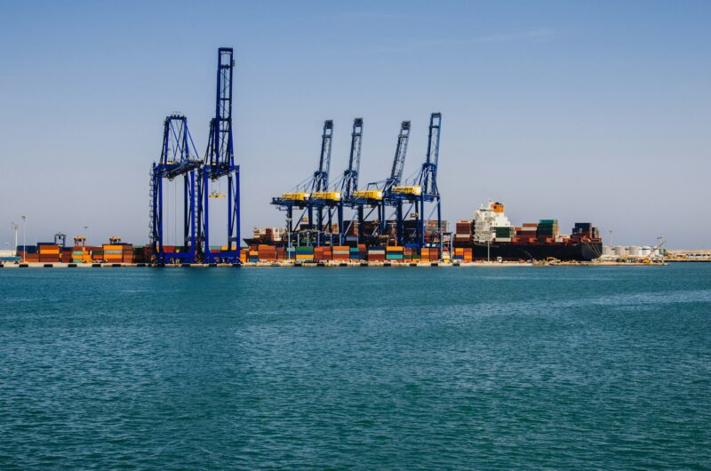 Container terminal by the sea