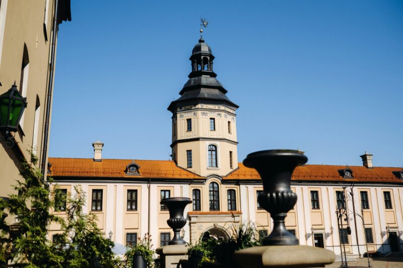 Courtyard of the summer Nesvizh Castle. The Republic of Belarus.Nesvizh