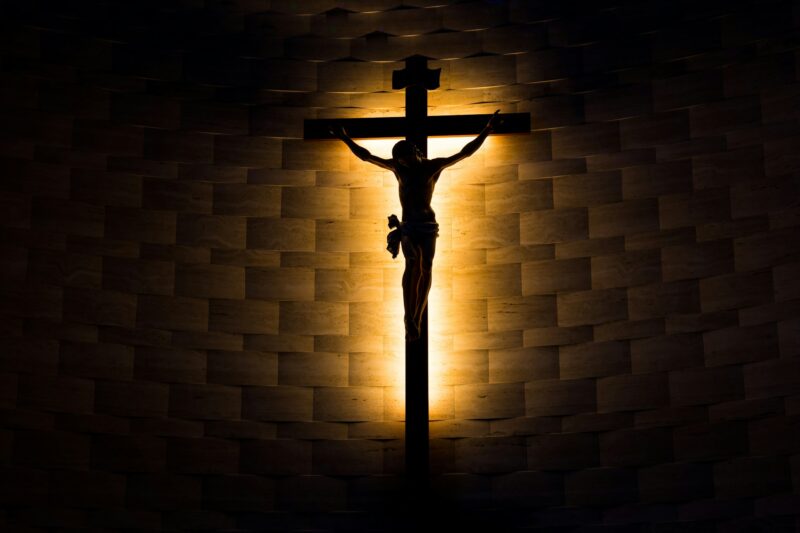 Crucifix of the Catholic Christian faith in silhouette