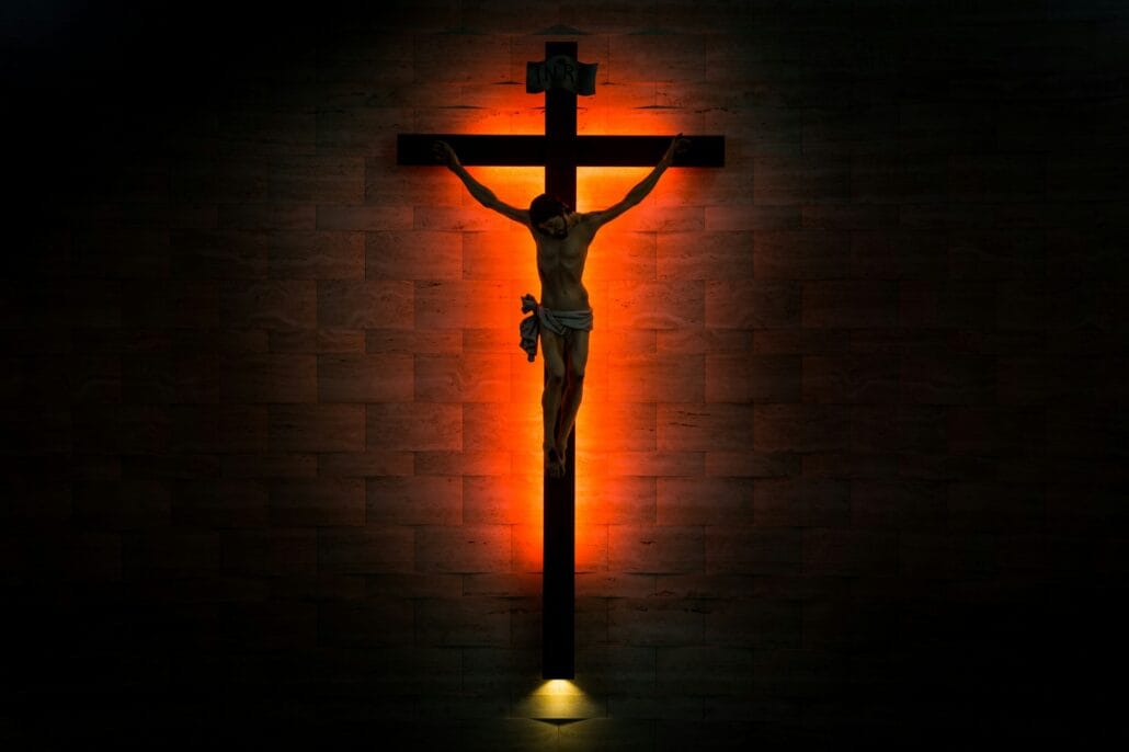 Crucifix of the Catholic Christian in silhouette.