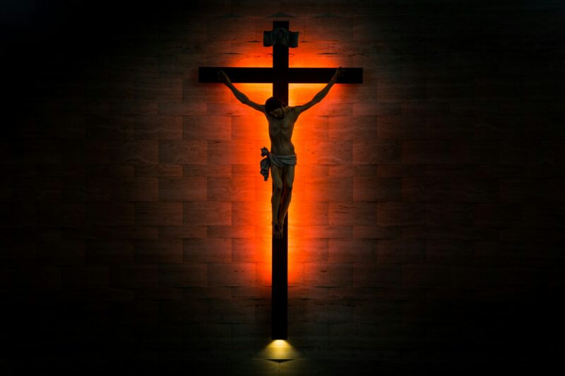Crucifix of the Catholic Christian in silhouette.