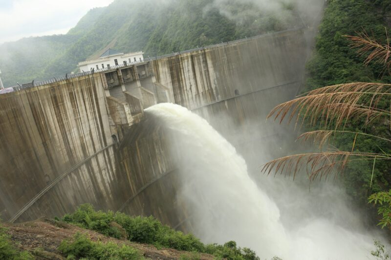 Dam discharge water during summer time