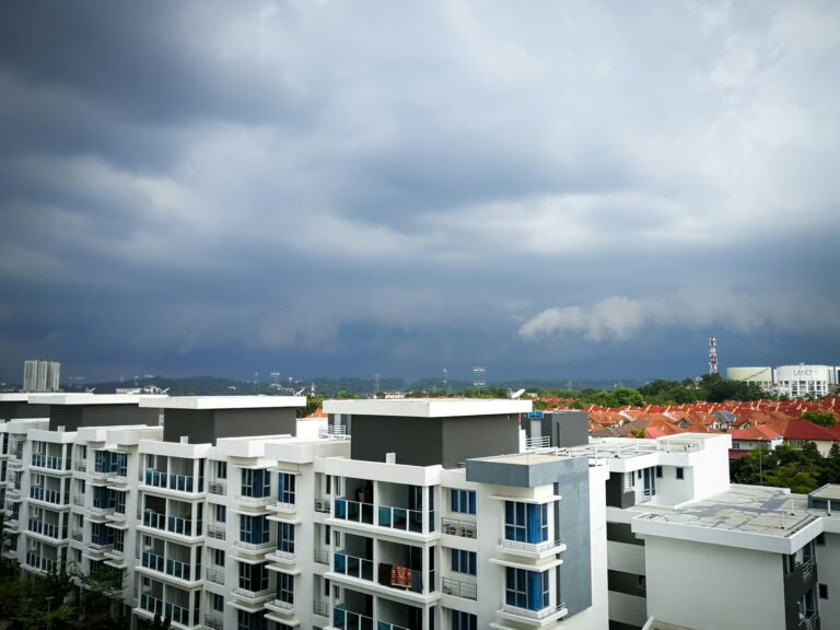 dark cloudy skies before rainfall