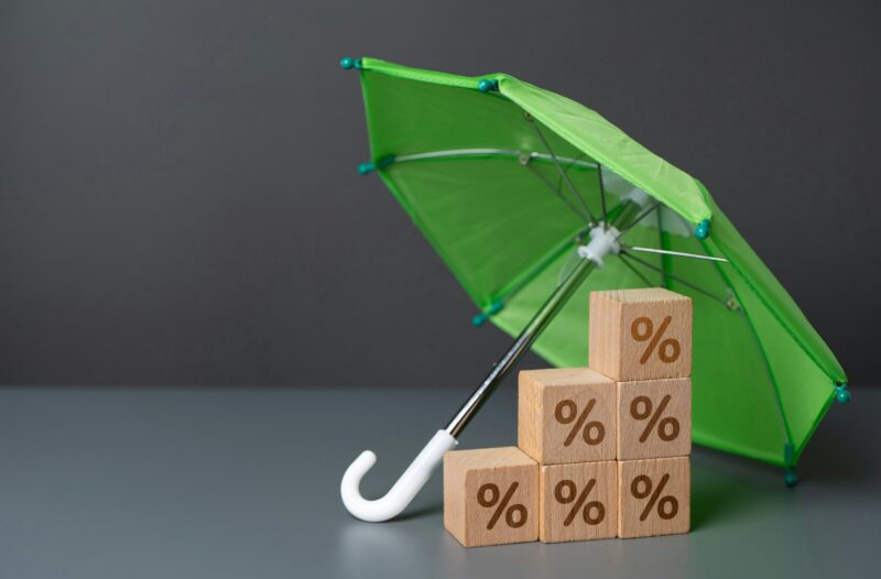 Deposit insurance. Interest under a green umbrella.