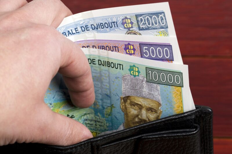 Djiboutian money in the black wallet