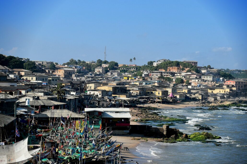 fishing village in Ghana by the ocean