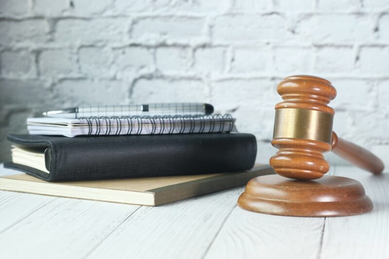 gavel and book with copy space on table