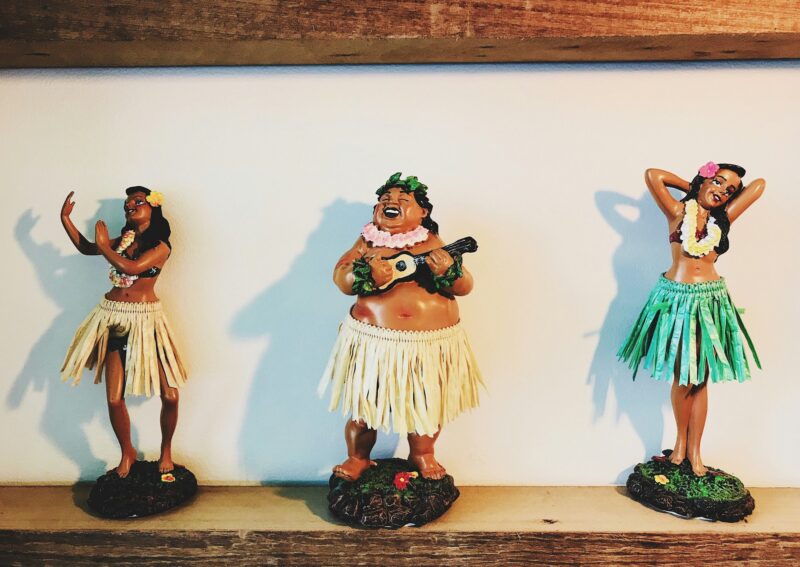 Hawaiian and Polynesian Dancers classic traditional cultural toys.