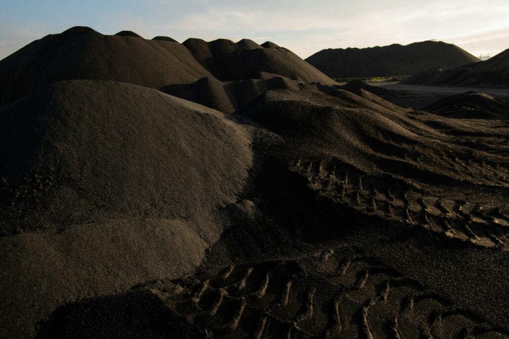 Hills of polluted, infertile and toxic soil on vast territory with bad environmental situation
