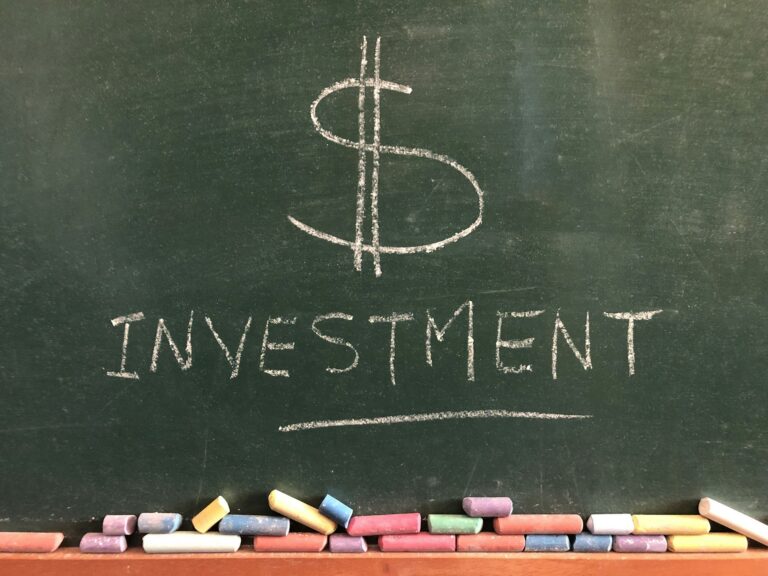 $ investment written on a green chalk board