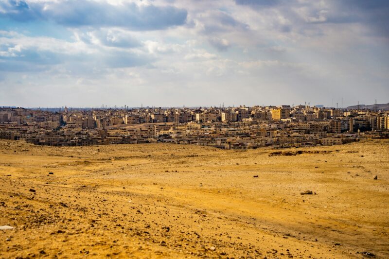 Landscape view of the cityscape near the desert