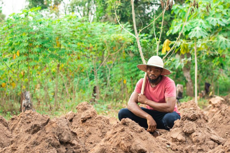 local african farmer tired from work