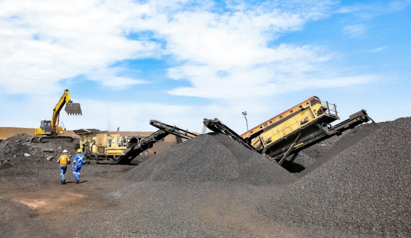 Manganese Mining surrounded by excavato in South Africa
