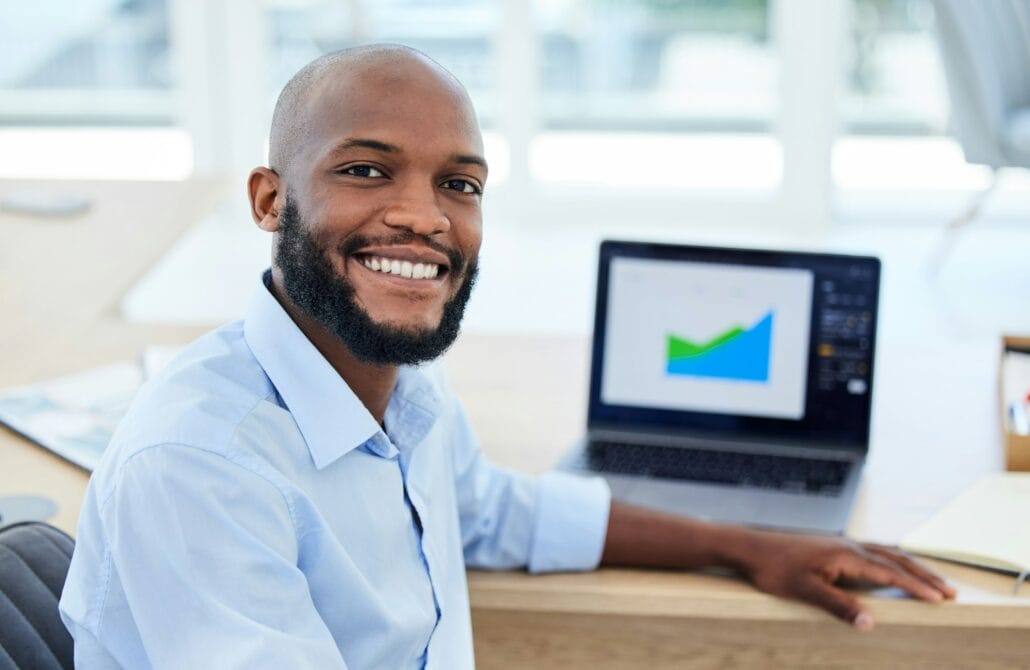 Marketing analyst, stock trader and strategy planner busy with economy research, data planning and