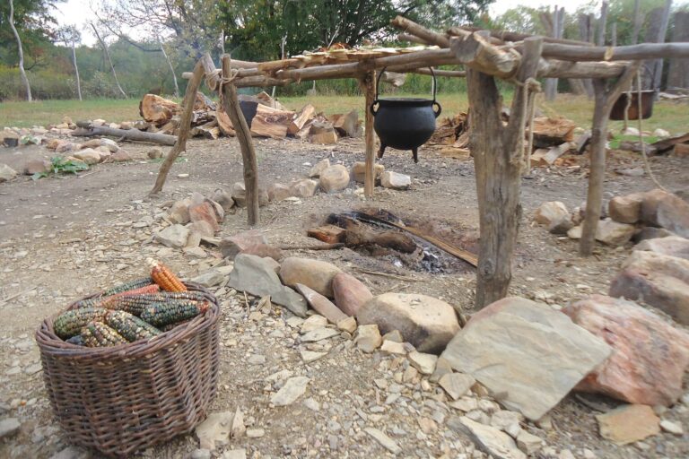 Native American Indigenous people Ganatastwi tribe outdoor exhibit Frontier Culture Museum 1730s