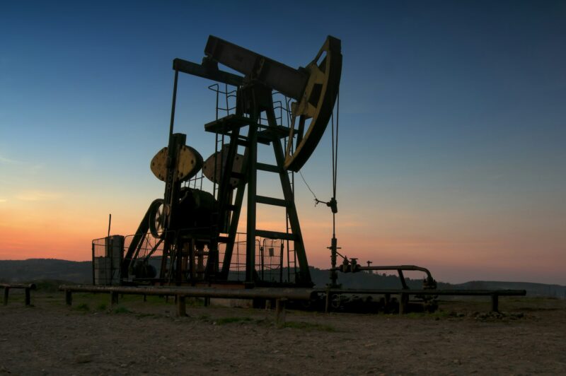 oil pump on sunset