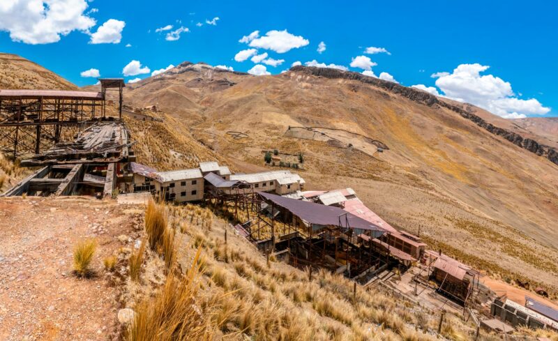 old mine of santa barbara from the colonial era near the city of huancavelica peru