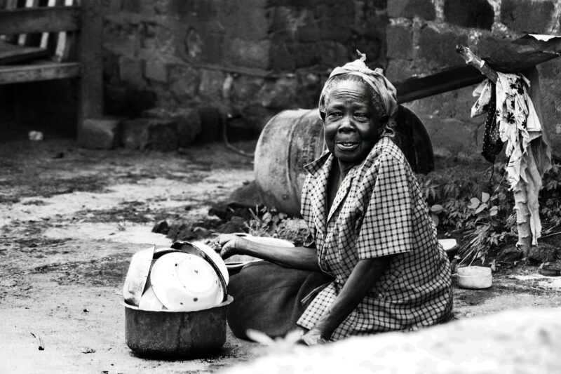 old woman seated