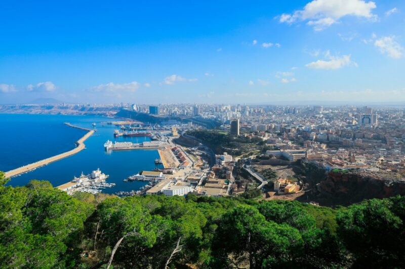 Panoramic View to the Oran Port on the Coastline of Mediterranean Sea