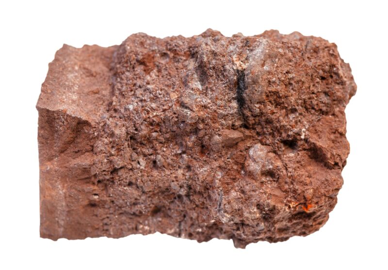 piece of raw Bauxite ore isolated on white