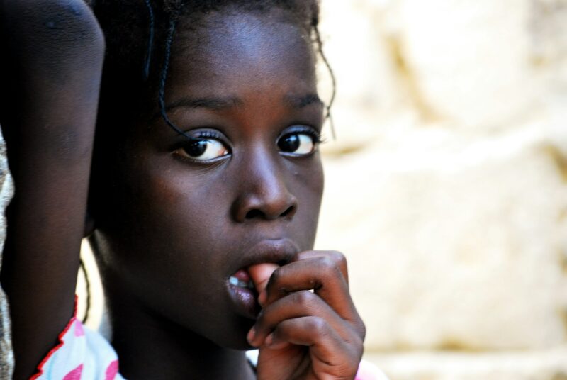Portrait of a cute little innocent african girl