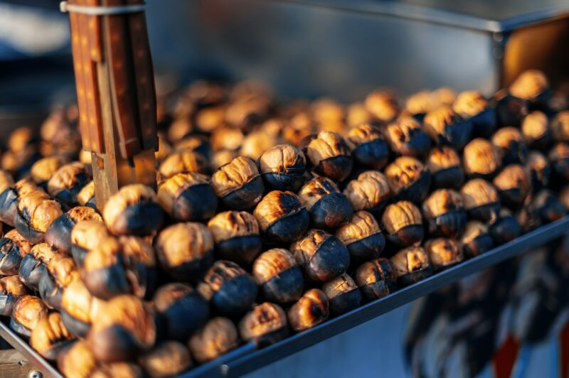 Roasted chestnuts on street shop in Istanbul, Turkey