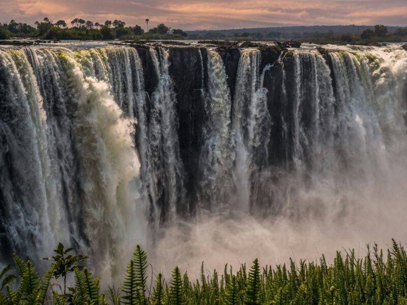 Scenic view of Mosi-Oa-Tunya Falls or Victoria Falls in Zambia