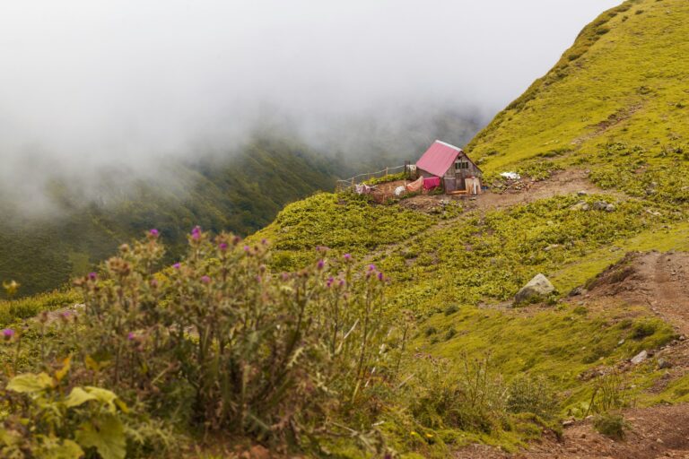 Small old village house in the mountains of the Caucasus