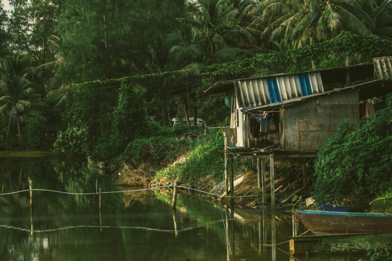 Thai house on river