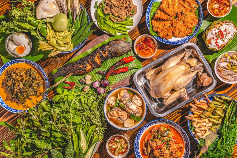 Thai local culture traditional food cookery concept, delicious Siam lunch or dinner meal