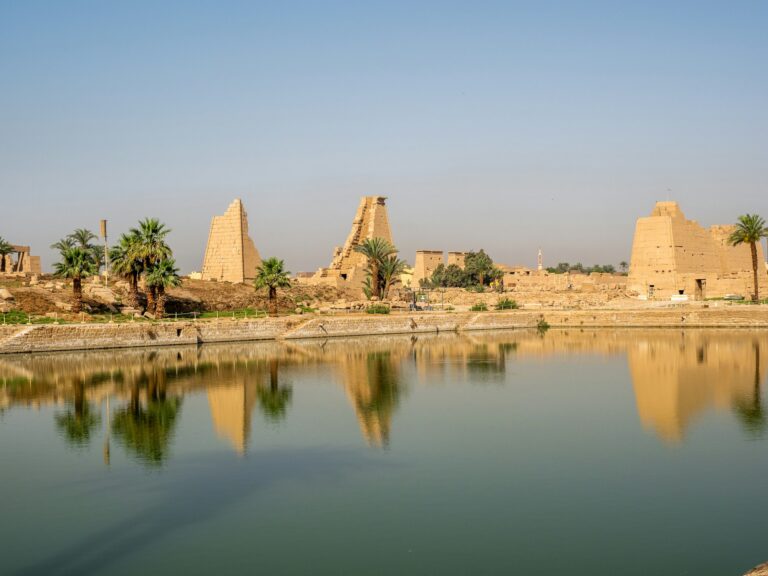 The sacred lake of the karnak temple, in Luxor, Egypt.