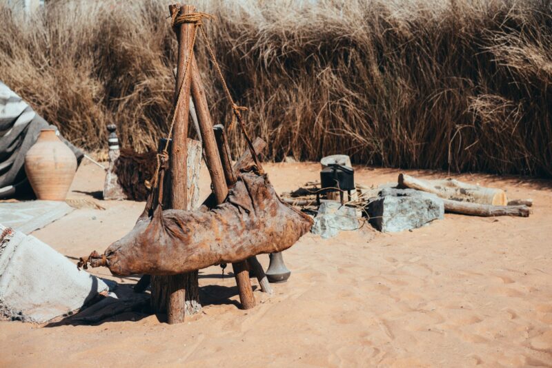 Traditional desert barbecue set up