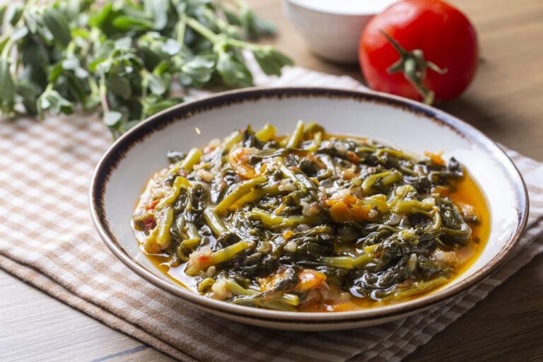 Traditional Turkish cuisine purslane dish (Turkish name; semizotu yemegi)